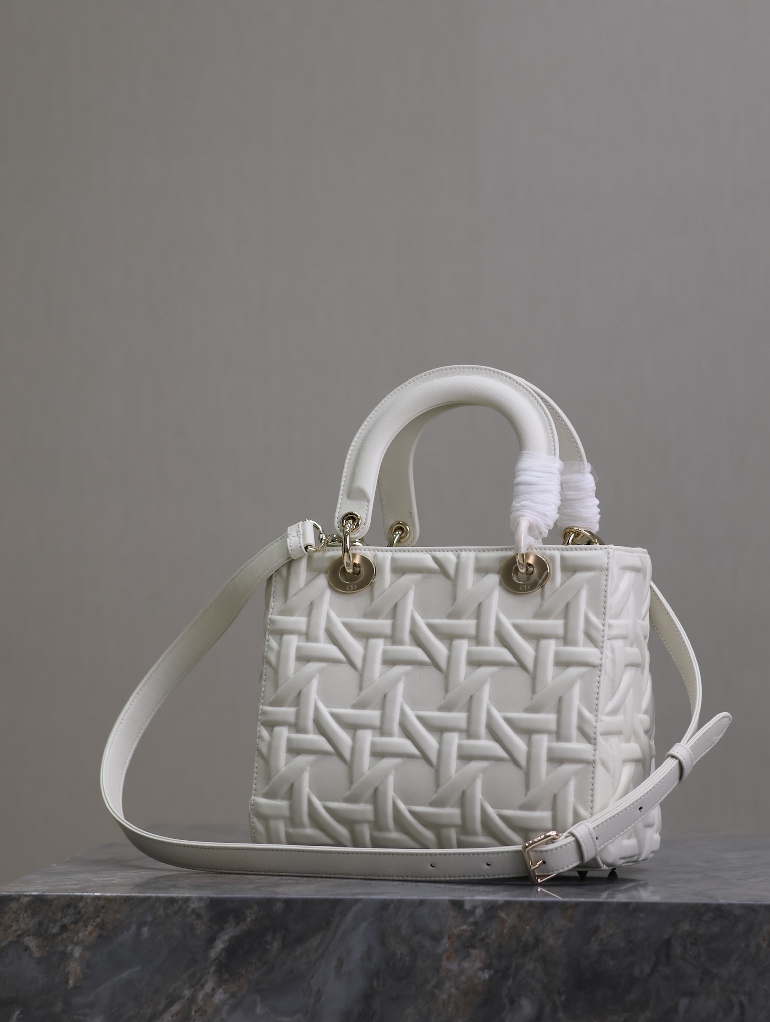 Medium Lady Dior Bag Latte Graphic Cannage Calfskin